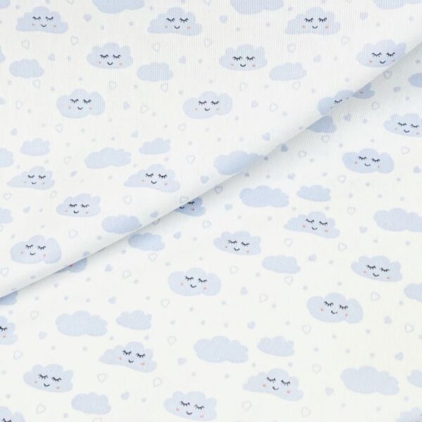 Tela Piqué Canutillo Smile cloud azul