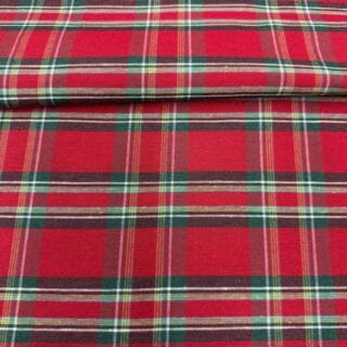 tela loneta tartán escocesa rojo