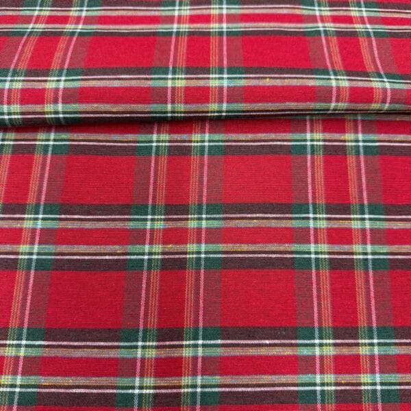 tela loneta tartán escocesa rojo