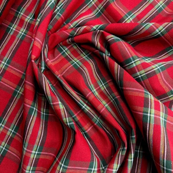 tela loneta tartán escocesa rojo