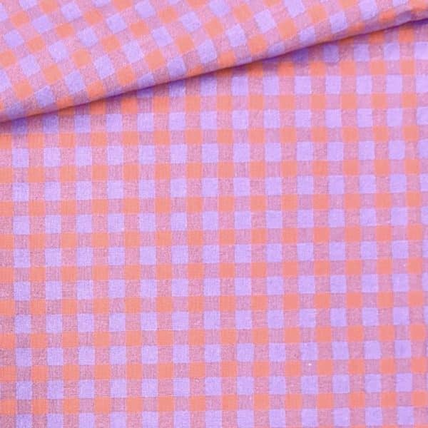 Vichy Seersucker lila y naranja flúor