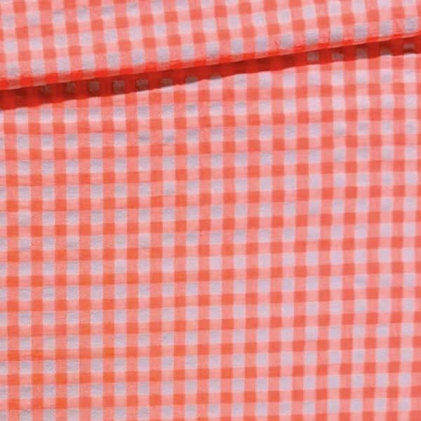 Vichy Seersucker naranja flúor