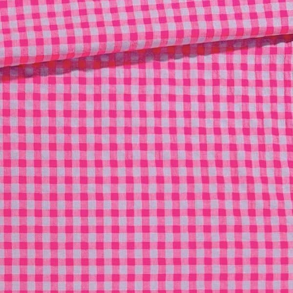 Vichy Seersucker rosa flúor